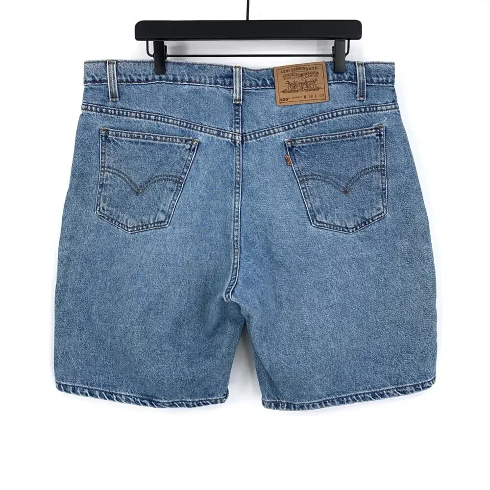 VTG LEVI'S Orange Tab 550 Relaxed Jean Shorts Blue Denim 38